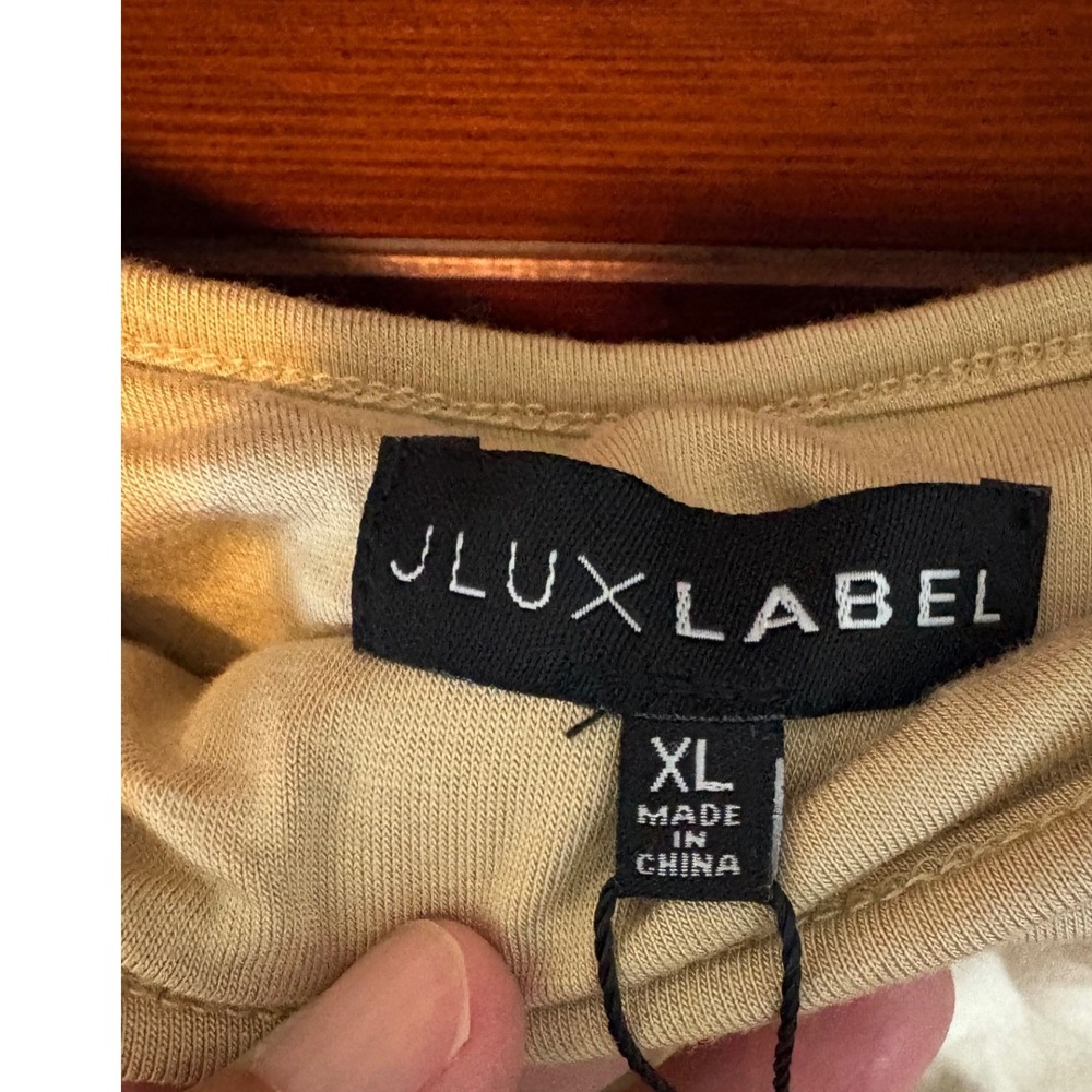 NWT JLUXLABEL Tan Rufflle Crop Top Women's Size XL Beach Festival Vacation - Picture 3 of 8